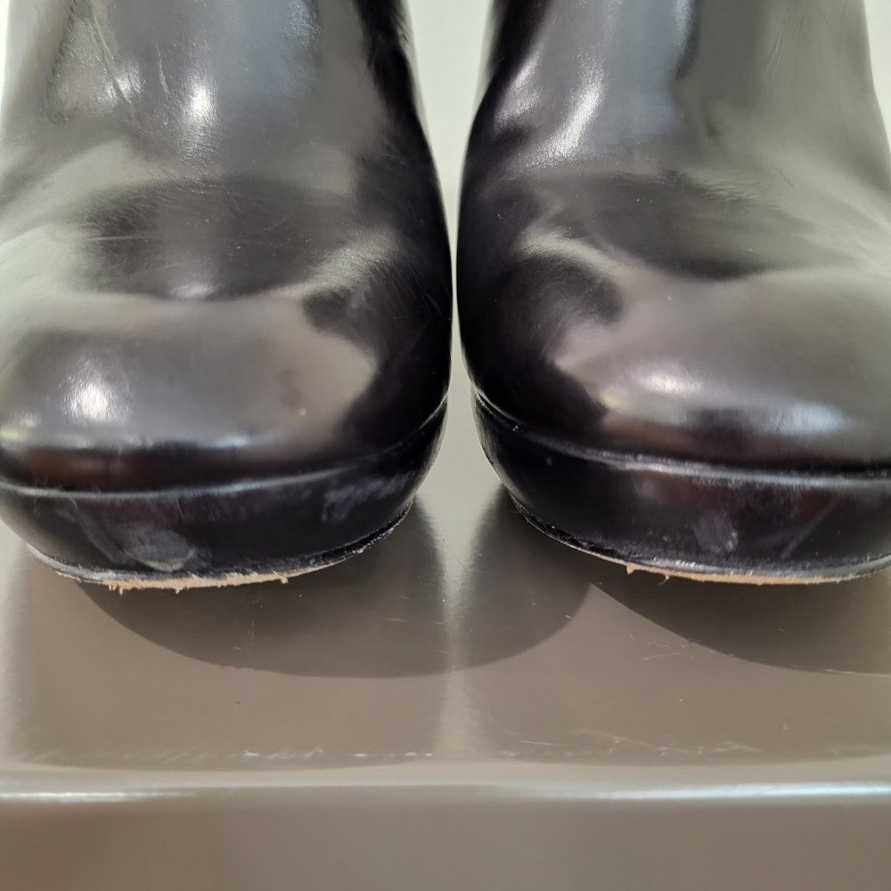 Via Spiga Black Leather Platform Stiletto Ankle Booties SZ 7.5 - Picture 10 of 11